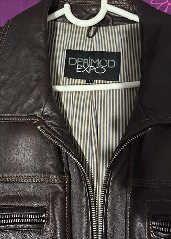 Derimod Kahverengi Biker Ceket, Fermuarlı, Normal Boy - Görsel 3
