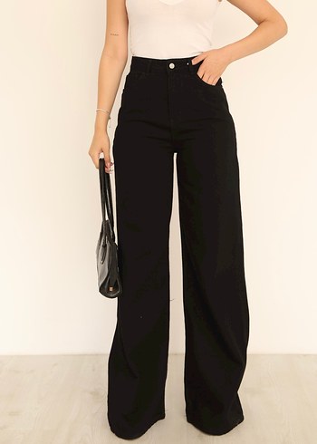 Kadın Siyah Bol Kesim Midi Boyfriend Denim Pantolon - Görsel 3