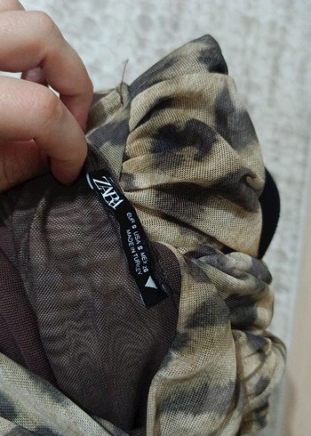 Leopar Desenli Drapeli Midi Mayo - Görsel 4