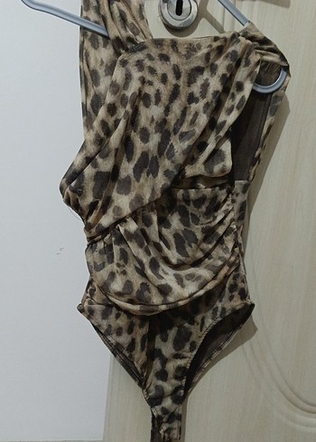 Leopar Desenli Drapeli Midi Mayo - Görsel 2