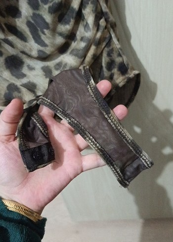 Leopar Desenli Drapeli Midi Mayo - Görsel 3