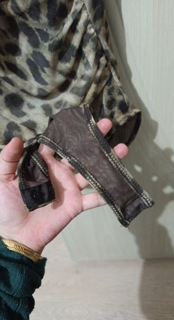 Leopar Desenli Drapeli Midi Mayo - Görsel 3