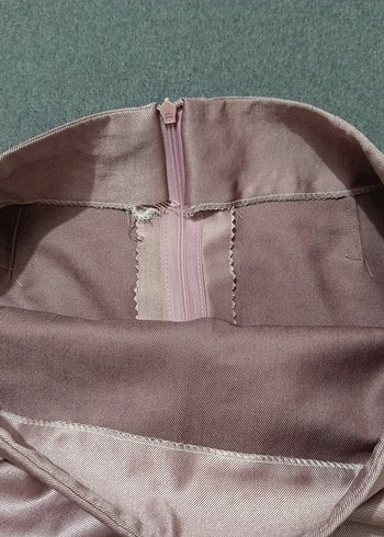 pembe parlak kumaş mini etek - Görsel 4