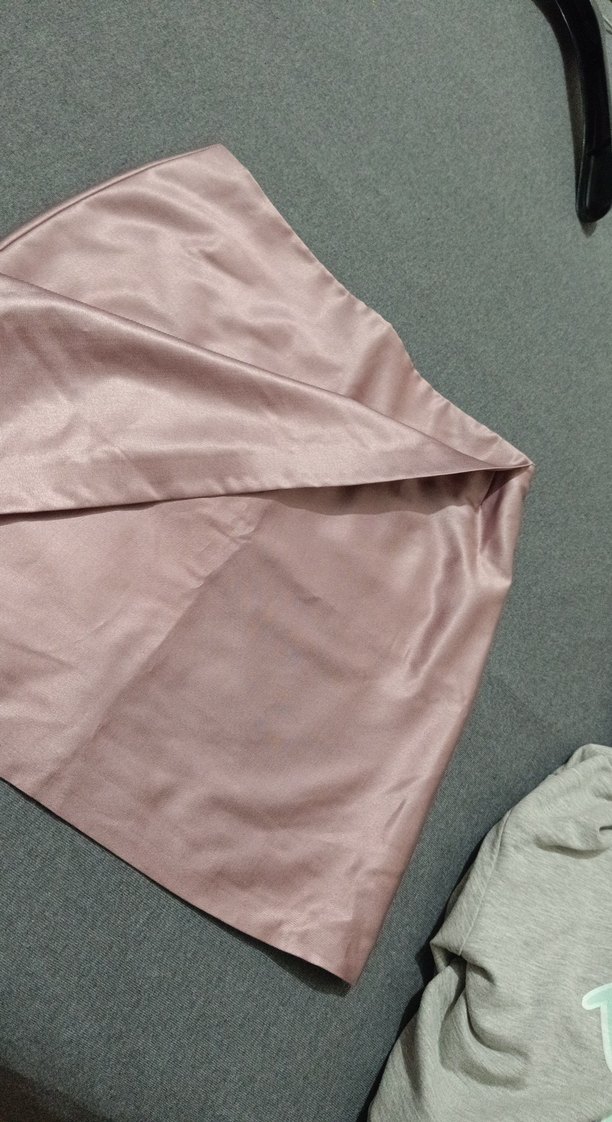 pembe parlak kumaş mini etek - Görsel 2