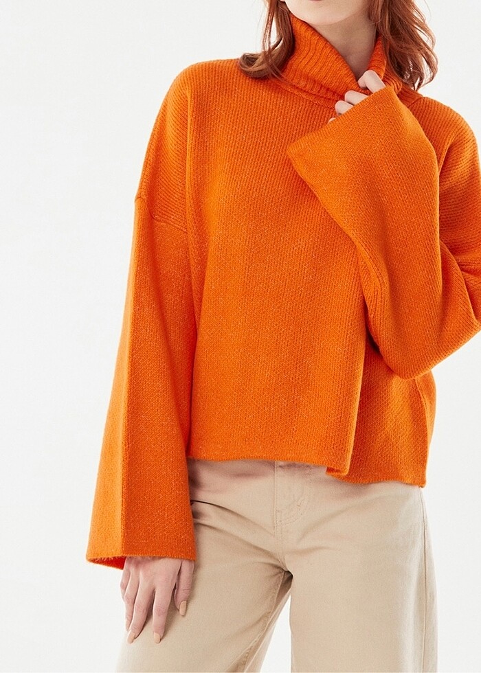 Balıkçı Yaka Örme Triko - Görsel 3