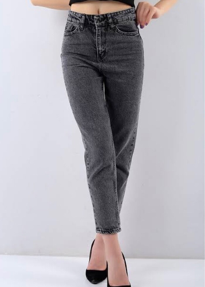 Gri Mom Jean Kadın Pantolon - Görsel 2