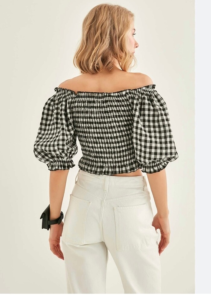 Pötikare desenli Önden bağlama detaylı bluz - Görsel 2