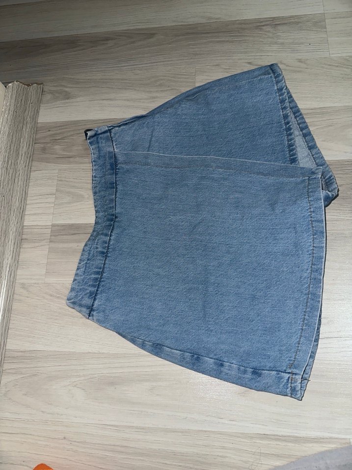 Kadın Lastikli Bel Denim Şort Etek - Görsel 3