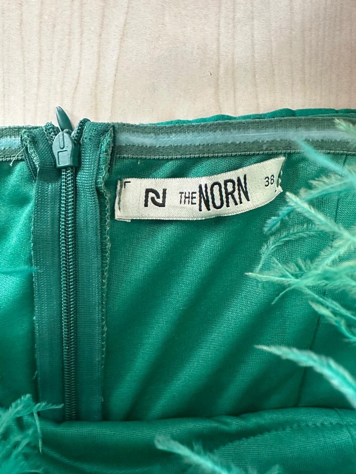 Yeşil Straplez Drapeli Midi Abiye Elbise - Görsel 4