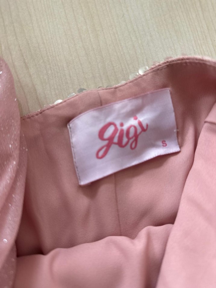 Pullu Mini Straplez Pembe Abiye Elbise - Görsel 5