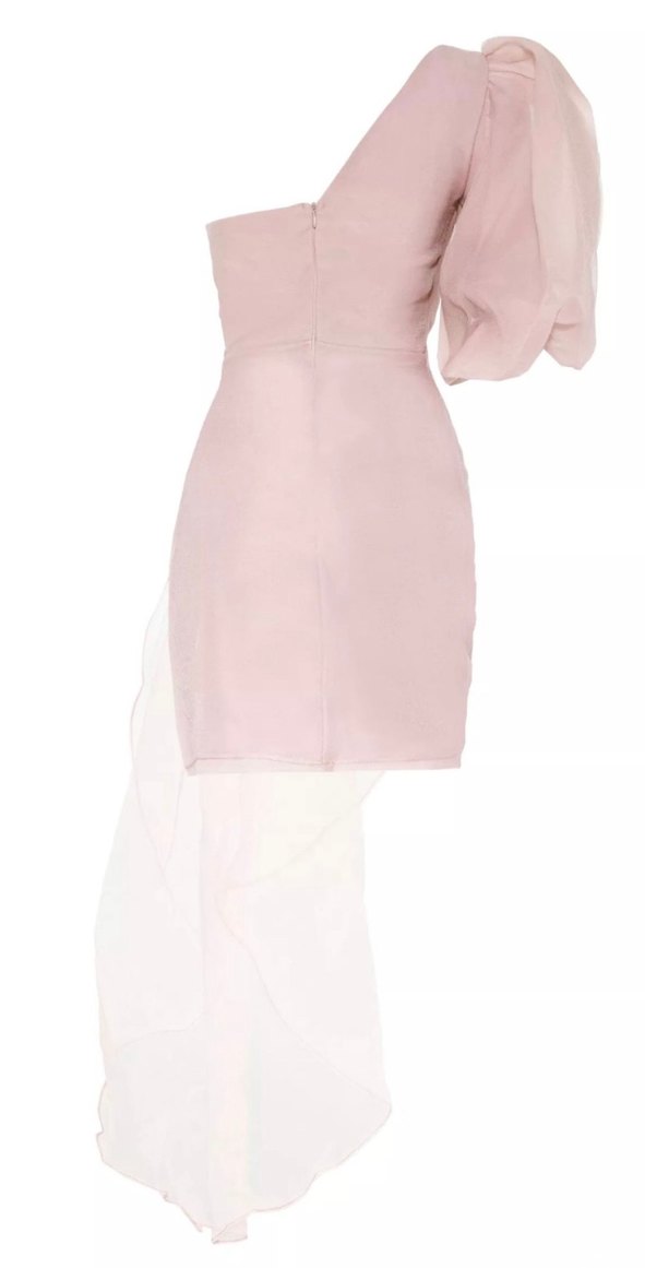 Keikei Marka  Pudra Pembe Drapeli Mini Abiye Elbise - Görsel 3