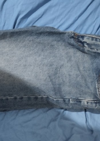 Düğmeli Mavi Kadın Midi Boy Dar Kesim Jean