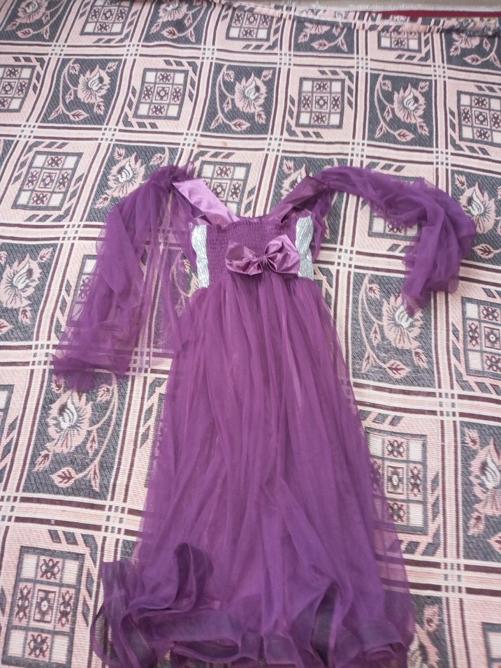 kız çocuk abiye 10 yaş elbise mor - Görsel 2