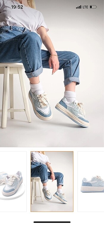 37 Beden MARJİN AYAKKABI SNEAKER KETEN MAVİ KOT