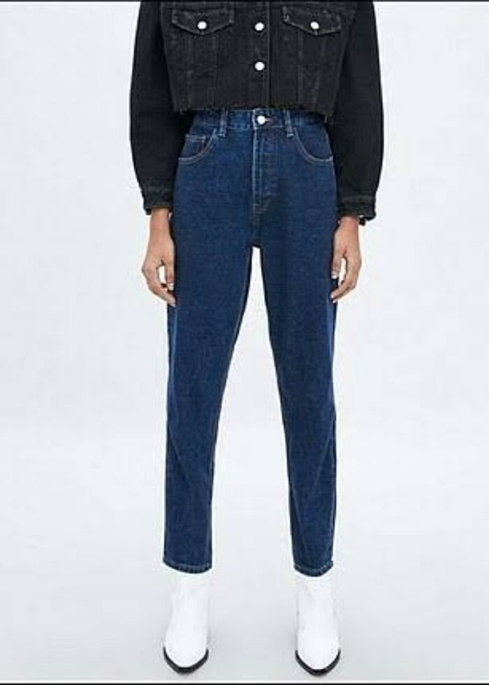 Zara koyu mavi mom jean - Görsel 2