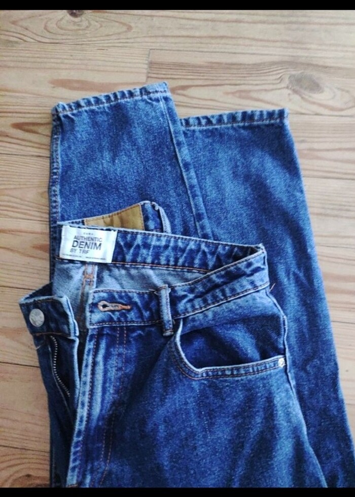 Zara koyu mavi mom jean - Görsel 4