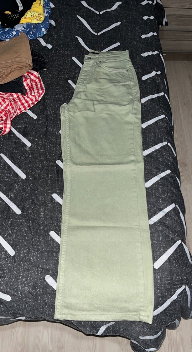 Kadın Haki wide leg Kot Pantolon - Görsel 2