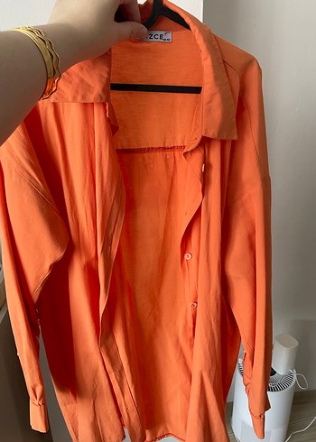 Dantel Detaylı Turuncu Bohem Gömlek - Görsel 2