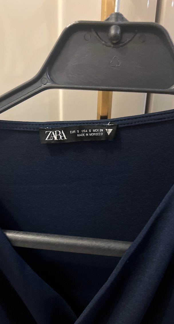 Lacivert V Yakalı Uzun Kollu Kadın Bluz - Görsel 4