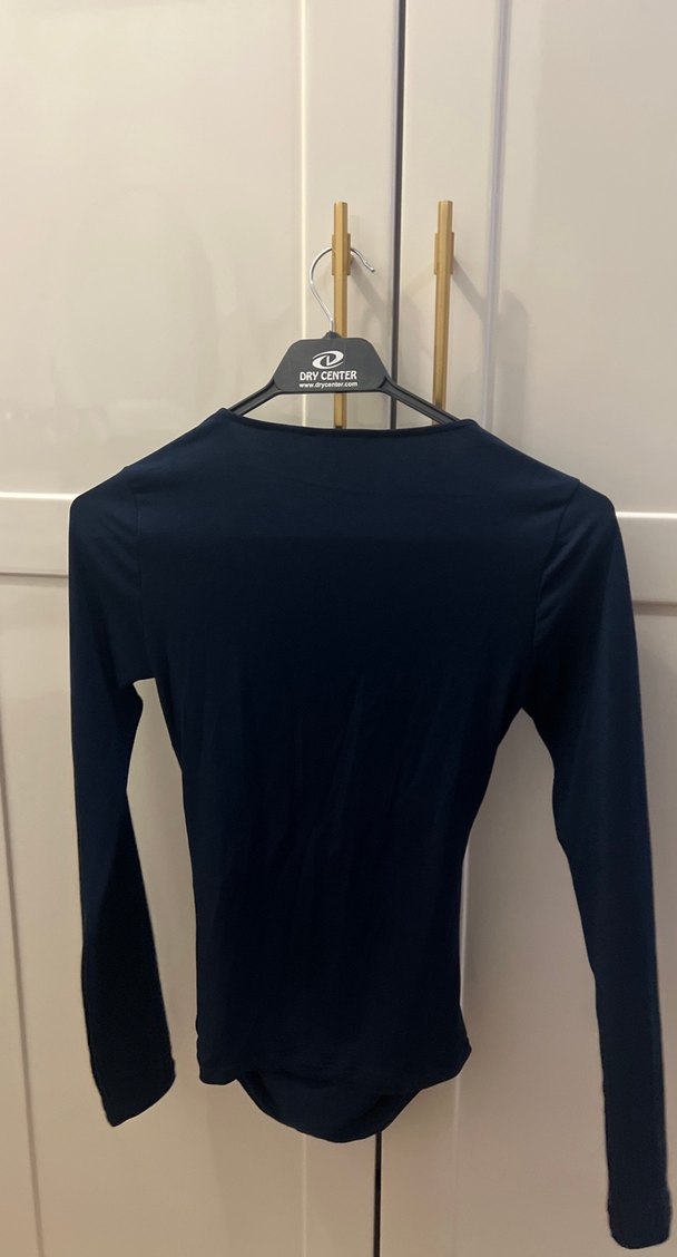 Lacivert V Yakalı Uzun Kollu Kadın Bluz - Görsel 5