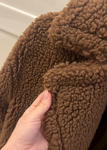 Kahverengi Peluş Kadın Midi Kaban - Görsel 4