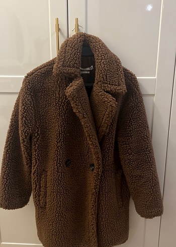 Kahverengi Peluş Kadın Midi Kaban - Görsel 2