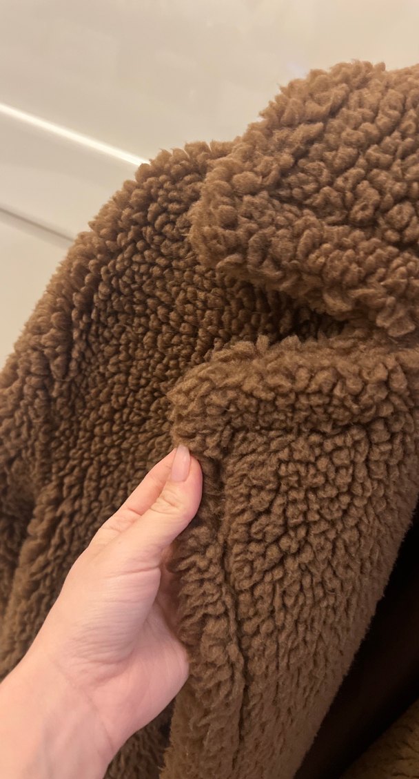 Kahverengi Peluş Kadın Midi Kaban - Görsel 4