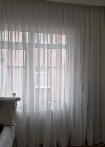 Beden Çizgili Beyaz Modern Tül Perde