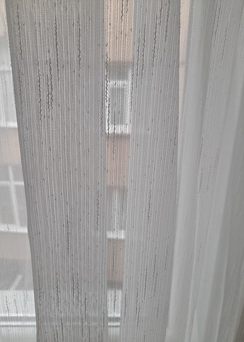 Çizgili Beyaz Modern Tül Perde