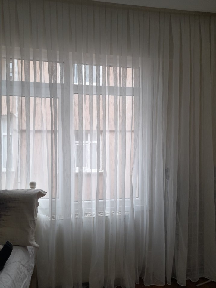 Çizgili Beyaz Modern Tül Perde - Görsel 3