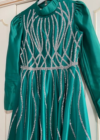 Boncuk İşlemeli Uzun  Abiye Elbise - Görsel 2