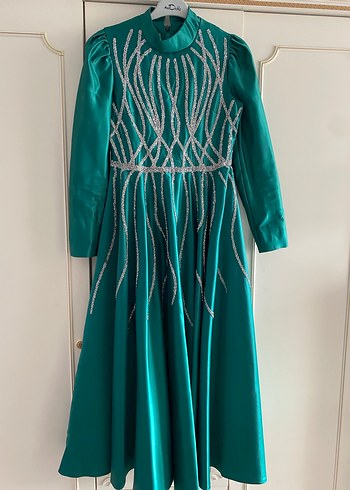 Boncuk İşlemeli Uzun  Abiye Elbise - Görsel 5