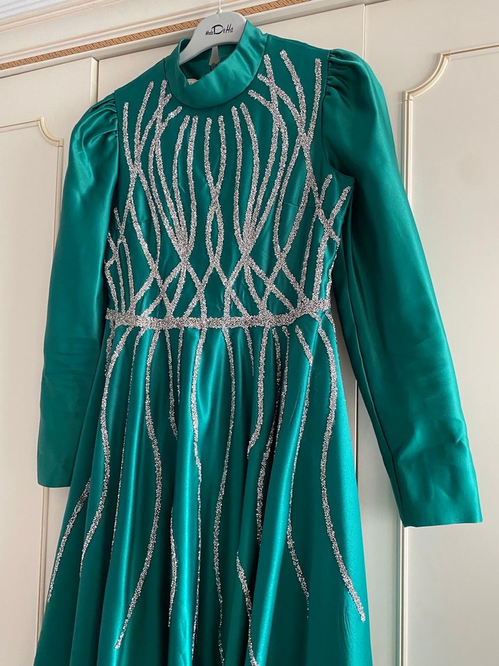 Boncuk İşlemeli Uzun  Abiye Elbise - Görsel 3