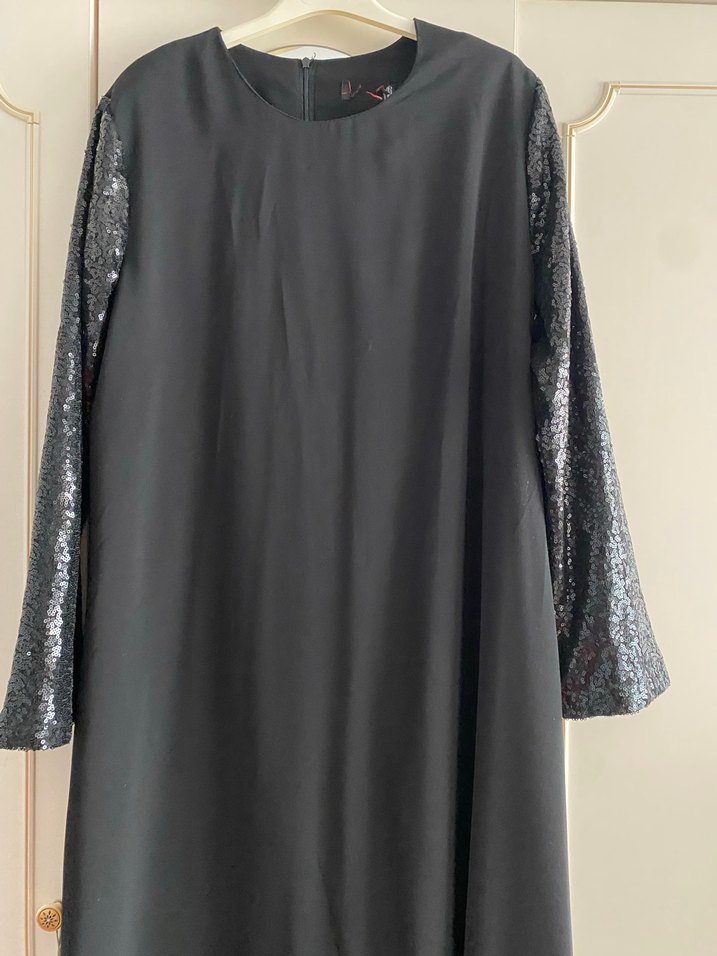 Siyah Uzun Kollu Salaş Kadın Elbise - Görsel 3