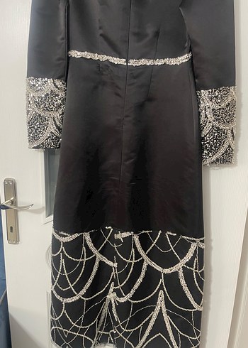 Uzun Siyah Tesettür abiye - Görsel 8