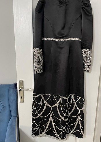 Uzun Siyah Tesettür abiye - Görsel 5