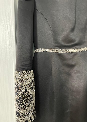 Uzun Siyah Tesettür abiye - Görsel 3