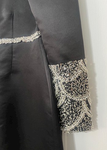 Uzun Siyah Tesettür abiye - Görsel 7