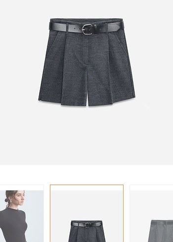 Gri Kemerli Mini Kadın Şort Gömlek takım - Görsel 2