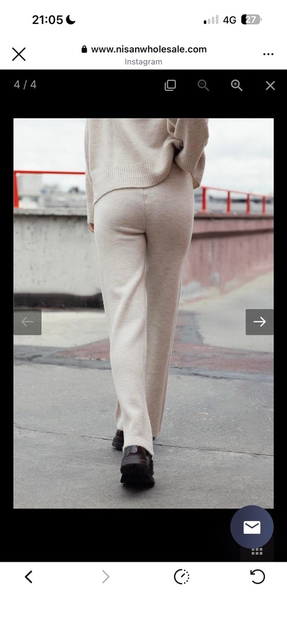 Bej Kadın Örgü Yün Pantolon - Görsel 2