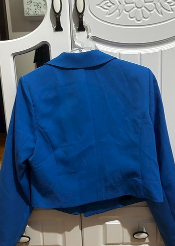 Düğmeli Kısa Lacivert Kadın Blazer Ceket - Görsel 2