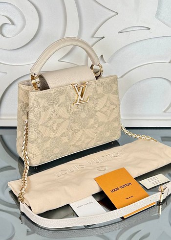 Beyaz Zincir Detaylı Louis Vuitton Deri Çanta