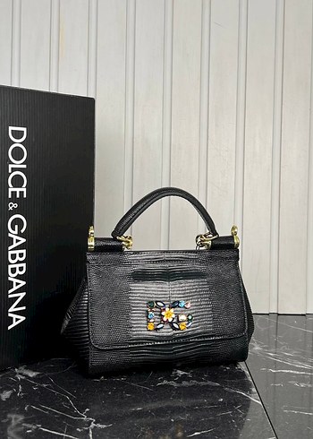 Dolce & Gabbana Dolce&Gabbana Siyah Deri İşlemeli Kadın Çanta