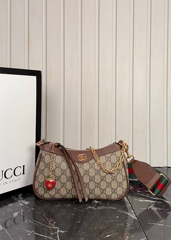 Gucci Gucci Zincir Detaylı Kahverengi Deri Çanta