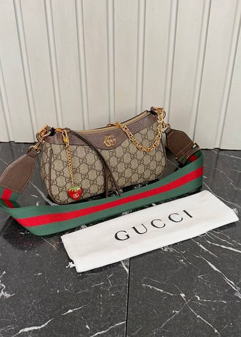 Gucci Zincir Detaylı Kahverengi Deri Çanta