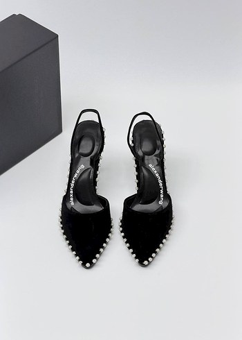 Alexander Wang Siyah Kadife Sivri Topuklu Slingback