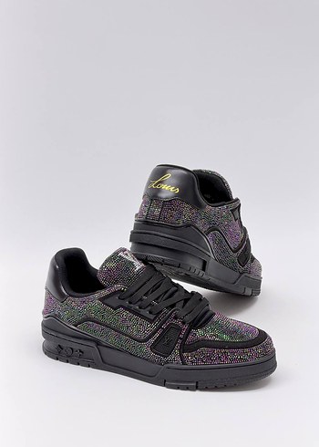 Louis Vuitton Renkli İsiltili Siyah Sneaker