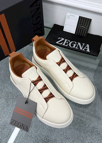 Ermenegildo Zegna Zegna Ekru Deri Sneaker