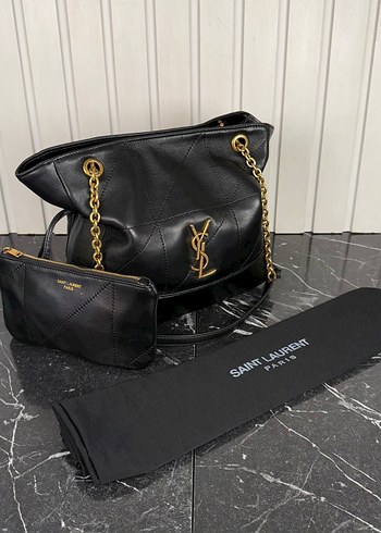 Siyah Zincir Detaylı Saint Laurent Deri Çanta