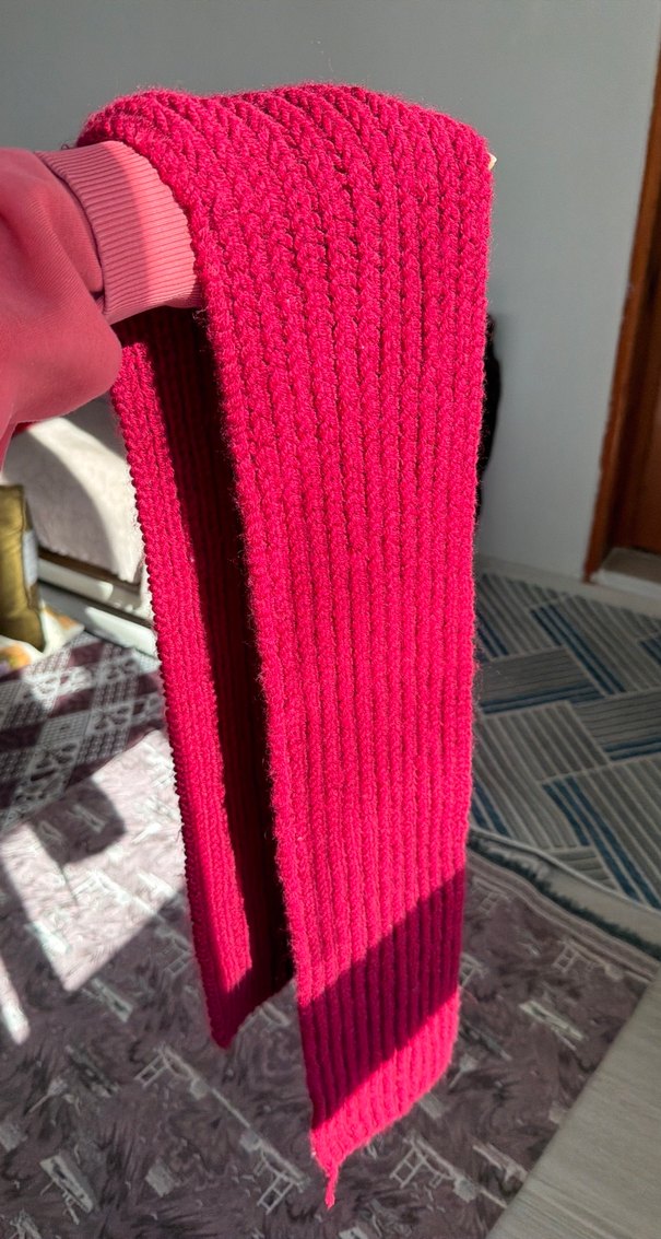 Kadın bordo renk Örgü Şal - Görsel 2